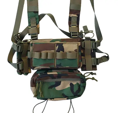 IJ Tactical Chest Rig Scalable W/ Mag Inserts And Dangler Pouch Woodland • $85
