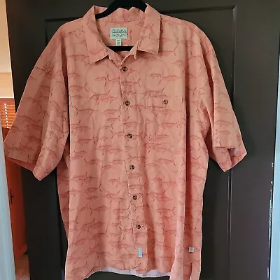 Cabellas Sz 2xl Mens Shirt Short Sleeve Peach Sports Fish Pattern • $10.90