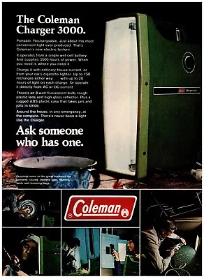Coleman Charger 3000 Electric Lantern Vintage Print Advertisement 8 X 11  1973 • $11.99