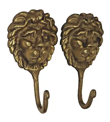 Lion Face Shape 1 Hook Vintage Finish Handmade Brass Cloth Key Wall Hanger Hook • $26.12