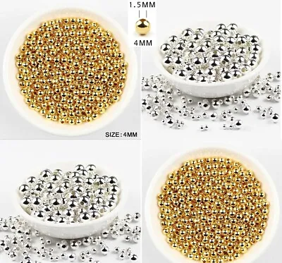 Round Metal Spacer Beads 3-4MM  Silver Rhodium Bronze Gold  Plated • $2.79