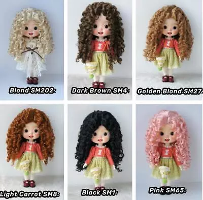 JD073 Full Bang Curly BJD Wig From Size 5-6 Inch To 11-12inch Doll Hair • $23.59