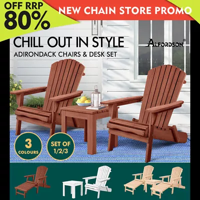ALFORDSON Outdoor Chairs Wooden Adirondack Patio Furniture Sun Lounge Beach • $109.79