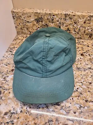 Vintage Eddie Bauer Made In Usa Lined Nylon Hat Strap Back Green Rare Freeship • $23