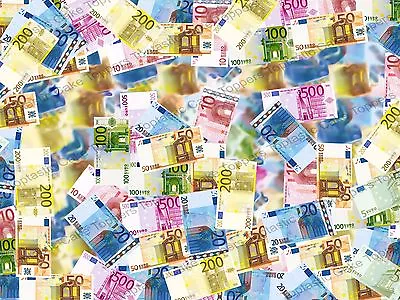 Euro Notes Euro Money Background Pattern Edible Icing Cake Topper • £4.15