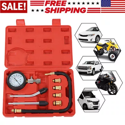 For M10 12 14 18 Cylinder Compression Tester Gas Petrol Engine Gauge Tool Kit US • $17.99