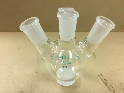 Chemglass 4-Neck Angled 24/40 TS 250mL Round Bottom Distilling Flask CG-1532-01 • $39.99