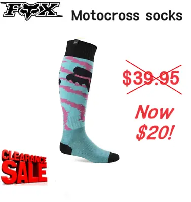 CLEARANCE! FOX 180 NUKLR Motocross MX Socks Lg NEW Dirt Bike ATV Socks Teal • $20