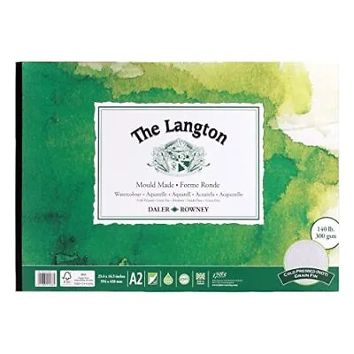 The Langton Cold Pressed 300gsm A2 Watercolour Paper Pad Glued 1 Side 12 Natural • £31.80