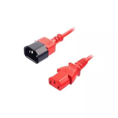 1m Iec Extension Cable Iec C14 To Iec C13 Red - 30477 • £7.59