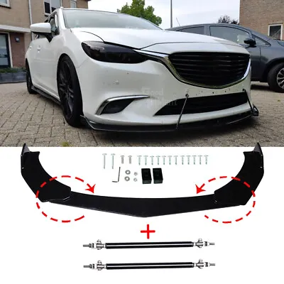 For Mazda 6 Miata MX-5 Front Bumper Chin Lip Spoiler Splitter Black + Strut Rods • $65.46