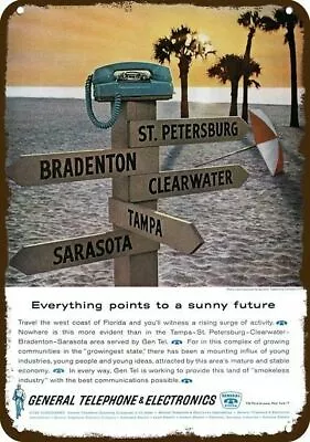 1962 GTE Florida Rotary Telephone Vintage-Look DECORATIVE REPLICA METAL SIGN • $24.99