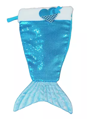 Light Blue Sequin Mermaid Tail Christmas Holiday Stocking New • $6.21