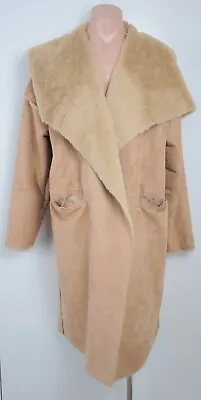 Unbranded Faux Suede Fleece Coat XL (14/16) Brown Pockets Vintage Afghan • $49