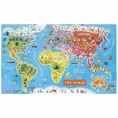 Janod Large World Map Magnetic Puzzle For Children [English Language] • £42.75