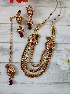 $23 • Buy Indian Imitation Jewelry,Indian Traditional Long Necklace Set, Indian Bridal Set