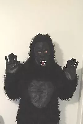 FULL BODY GORILLA APE MONKEY HAIRY COSTUME ATTACHED MASK HANDS NO FEET Sz L • $58.99