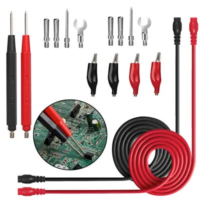 Digital Multimeter Probe Test Lead Kits Cable Alligator Clip Needle Tip 16x • £4.69