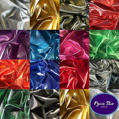 Metallic Shiny Gold Silver Premium Lame Fabric 14 Colours - 150cm Sold Per Metre • £13.99