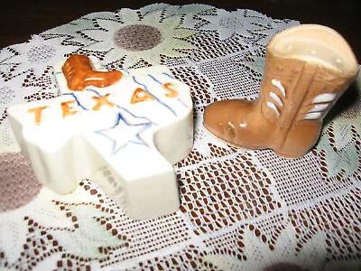 Victoria Ceramics   Texas & Cowboy Boot  Salt & Pepper Shakers  • $18.88