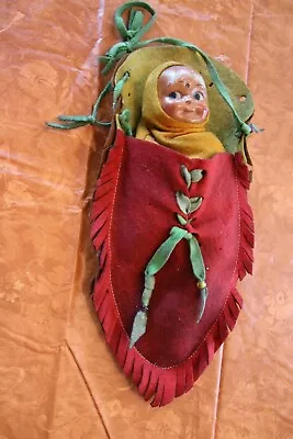 Antique 1910's Madame Hendren Composition Indian Doll W/ Original Felt Papoose • $55