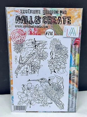 Aall & Create PERCHED AMONG PETALS Birds Mixed Media Rubber Stamps Set • $19.99