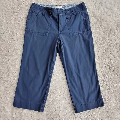 Christopher Banks Wmn's Blue Capri Cotton Pants Sz 8 Pork Chop Pockets 32 X 20 • $12