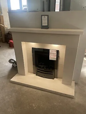 Ex Display Limestone Fireplace Complete With Back Hearth And Downlights 48 Wide • £200