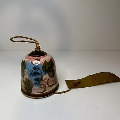 USA Pacific Stoneware Wind Chime Bell Leaf Design Pink Green 3.5 In • $12