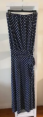Veronica M. Strapless XS Polka Dot Long Maxi Dress W/ Wrap Around Belt • $17.99