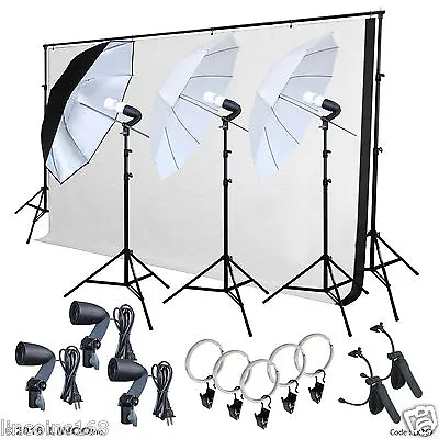 Photo Studio Lighting Photography Backdrop Stand Muslin Light Kit LK367 • $139.99