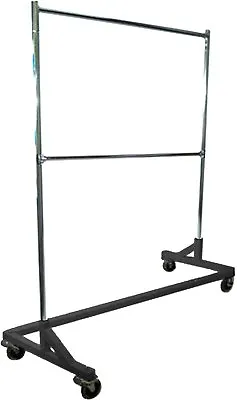 $128.03 • Buy 5' Foot Adjustable Height Commercial Double-Rail Rolling Z Rack Chrome & Black