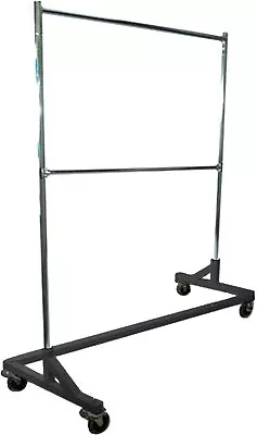 5' Foot Adjustable Height Commercial Double-Rail Rolling Z Rack Chrome & Black • $124.20