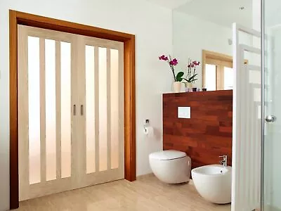 Door Pair Internal French Doors Aston Frosted Glass Oak Unfinished Double Doors • £289.99