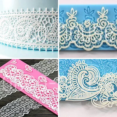 £3.99 • Buy Flower Lace Silicone Fondant Icing Mould Wedding Cake Mold Decoration Sugarcraft