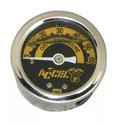 Accel Black Chrome 1.5  0-60 Liquid Filled Oil Pressure Gauge Harley 88032 • $112.25