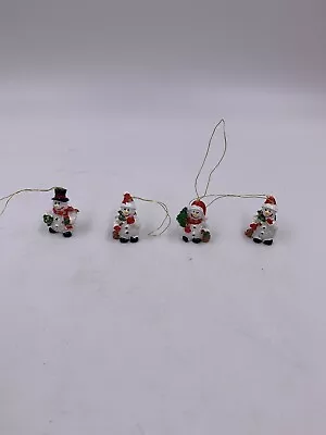 Lot Of 4 Miniature Snowmen Ornaments Resin • $6.90