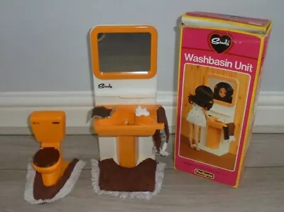 £26.99 • Buy Vintage Pedigree Sindy Doll Orange Toilet,  Washbasin Unit & Mats