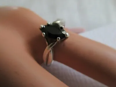 Sterling Silver Ring With Black Onyx Stone Sz-8 • $25