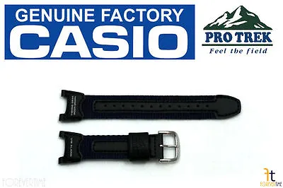 CASIO Pro Trek PRS-400B-2 Original Black / Navy Blue Leather Watch BAND Strap • $52.96