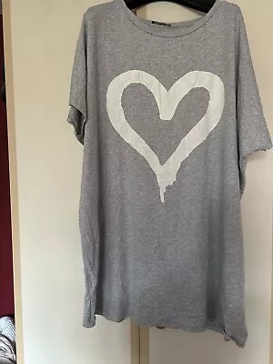 Grey Oversized T-shirt Tunic With Heart One Size • £3