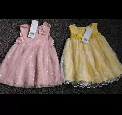  Baby Girls Gorgeous 2 BNWT Dresses 6-9 Months  • £0.99