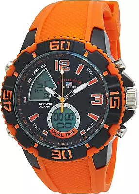 U.S. Polo Assn. Sport Mens US9483 Sport Watch With Orange Silicone Band • $30.55