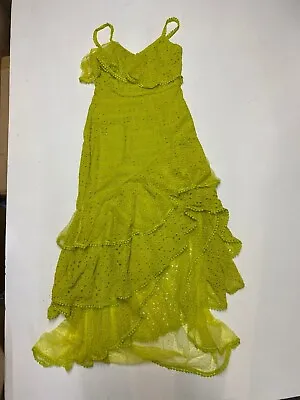 £32 • Buy ASOS DESIGN Asymmetric Tiered Broderie Maxi Dress In Lime Green UK 8 (jx9)