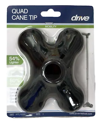 Drive QUAD CANE TIP FREE Standing Fits 3/4  Diameter Shaft BLACK RTL10351 • $16.89