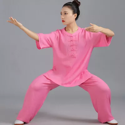 Womens Chinese Kung Fu Tai Chi Uniform Suit Martial Arts Uniform T-shirt Outfit • $39.99