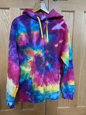 £14 • Buy Mens Size Large Tie Dye Hoodie Rainbow Multicoloured Hand Dyed NEW