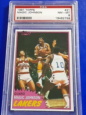 1981-82 Topps #21 (PSA Graded 8) Magic Johnson 2nd Year Card • $12.50