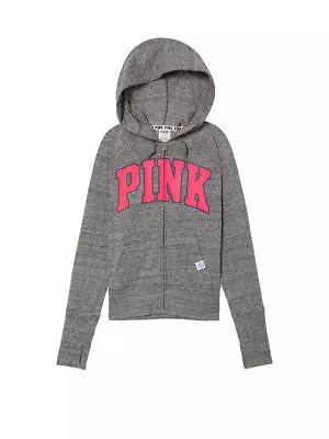 Victorias Secret Pink Perfect Full Zip Hoodie Marl Grey Size Xs Nip • $44.99