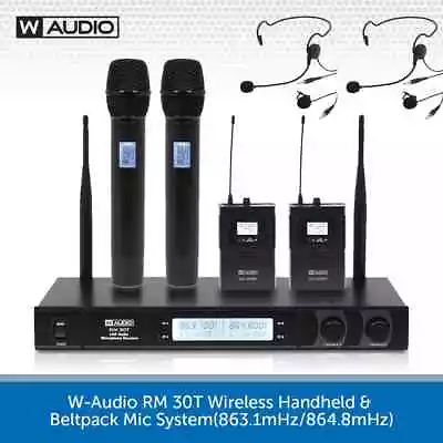 W Audio Wireless Microphone Set 4 X Radio Mics Handheld Lavalier Headset Karaoke • £155